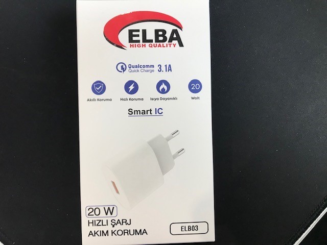 ELBA ELB03-20USB BEYAZ 20W USB SARJ KAFA QC4.0(AKILLI KORUMA-HIZLI SARJ-ISIYA DAYANIKLI)